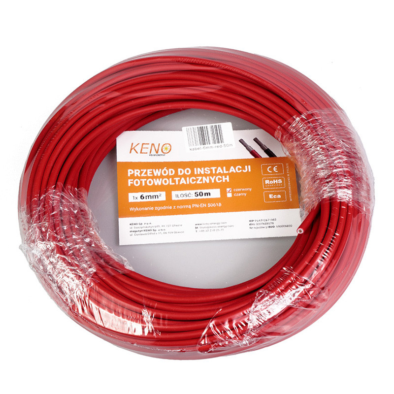 Przewod KENO 6mm czerwony 50m