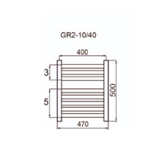 Grzejnik łazienkowy GR2, wymiary 470x480, 8-żeberek, MOC-211W. TYP.GŁP-10/40