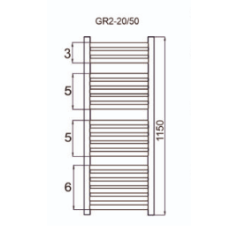 Grzejnik łazienkowy GR2, wymiary 570x1150, 19-żeberek, MOC 556W. TYP.GŁP-20/50