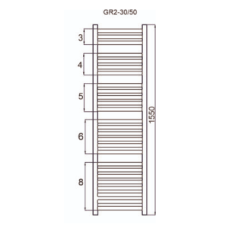 Grzejnik łazienkowy GR2, wymiary 570x1550, 26-żeberek, MOC-820W. TYP.GŁP-30/50 KOLOR ANTRACYT