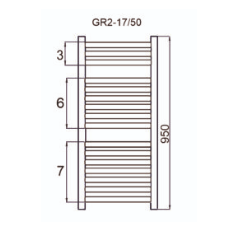 Grzejnik łazienkowy GR2, wymiary 570x950,16-żeberek, MOC-477W. TYP.GŁP-17/50 KOLOR ANTRACYT