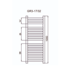 Grzejnik łazienkowy GR3, wymiary 400x1000, 17-żeberek, MOC-350W