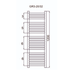 Grzejnik łazienkowy GR3, wymiary 400x1200, 20-żeberek, MOC-419W KOLOR CZARNY