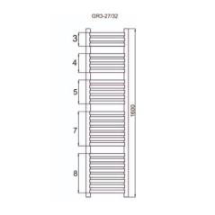 Grzejnik łazienkowy GR3, wymiary 400x1600, 27-żeberek, MOC-556W
