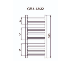 Grzejnik łazienkowy GR3, wymiary 400x800, 13-żeberek, MOC-282W