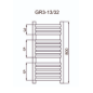 Grzejnik łazienkowy GR3, wymiary 400x800, 13-żeberek, MOC-282W KOLOR CZARNY