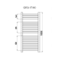 Grzejnik łazienkowy GR3, wymiary 470x1000, 17-żeberek, MOC-406W KOLOR CZARNY