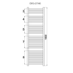 Grzejnik łazienkowy GR3, wymiary 470x1600, 27-żeberek, MOC-645W