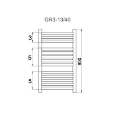 Grzejnik łazienkowy GR3, wymiary 470x800, 13-żeberek, MOC-327W