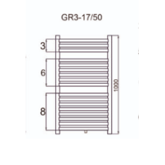 Grzejnik łazienkowy GR3, wymiary 570x1000, 17-żeberek, MOC-484W KOLOR CZARNY