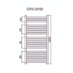 Grzejnik łazienkowy GR3, wymiary 570x1200, 20-żeberek, MOC-579W