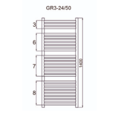 Grzejnik łazienkowy GR3, wymiary 570x1400, 24-żeberka, MOC-674W KOLOR ANTRACYT