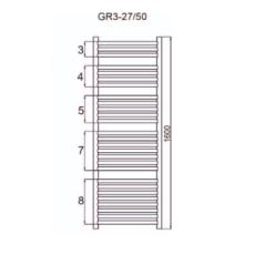 Grzejnik łazienkowy GR3, wymiary 570x1600, 27-żeberek, MOC-769W