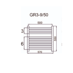 Grzejnik łazienkowy GR3, wymiary 570x550, 9-żeberek, MOC-272W KOLOR ANTRACYT