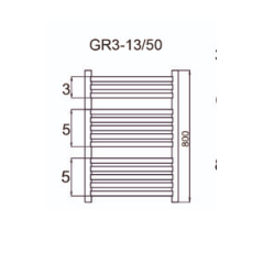 Grzejnik łazienkowy GR3, wymiary 570x800, 13-żeberek, MOC-390W KOLOR ANTRACYT